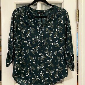 41 Hawthorn Green Floral Women's Blouse Size XS